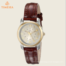 Women′s Elevated Classics Two-Tone Watch with Brown Leather Strap 71182